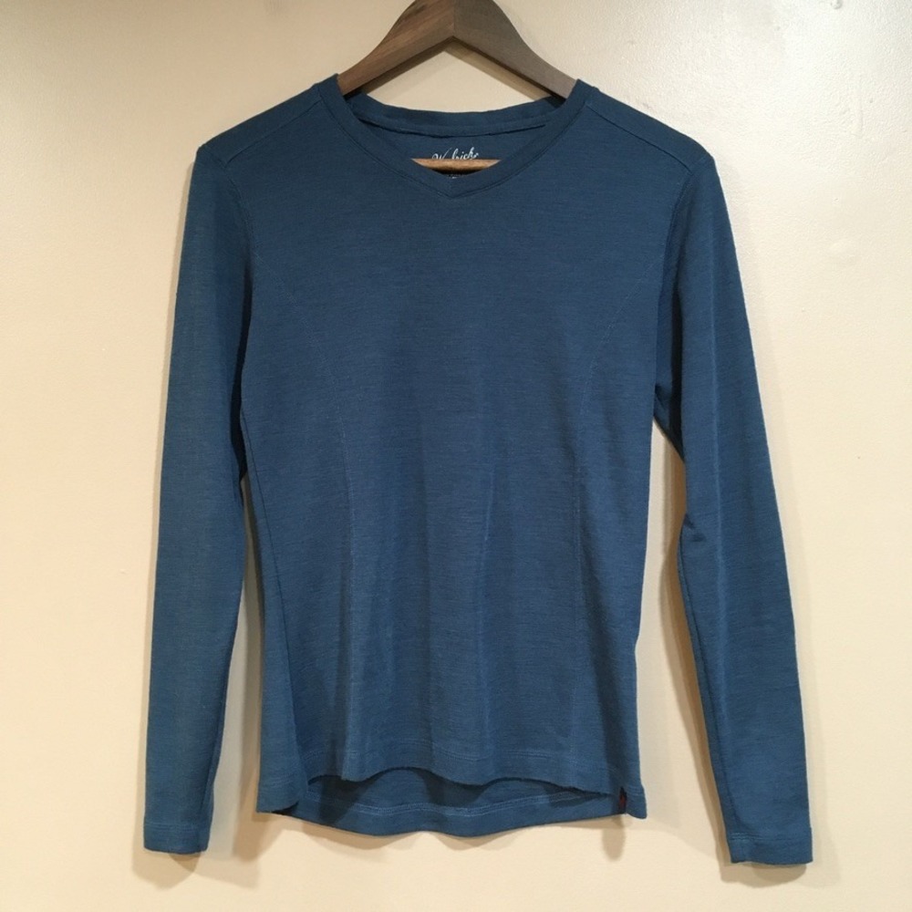 Woolrich Merino Wool Blend Base Layer Top Womens M Blue Outdoor Performance Ski